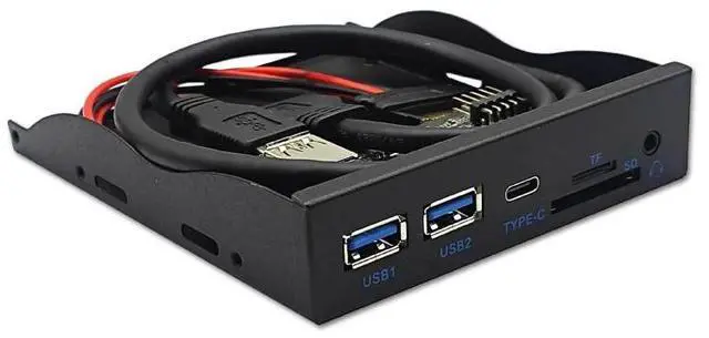 Alt view image 6 of 6 - USB Front Panel HUB 5Gbps 2 x USB3.0 + 1 x TYPE-C + TF/SD + HD AUDIO 3.5mm Earphone Jack Mic Adapter for Desktop 3.5" Floppy Bay