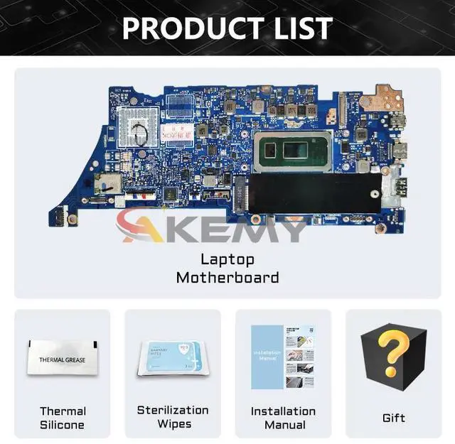 Alt view image 6 of 6 - Model1(UMA i5-8265U 8G)
AE UX434F Motherboard For  UX434FL UX434FA UX334FL UX334FA UX434FLC UX463FL U4600F UX434 Mainboard i5 i7 CPU 8G/16G RAM