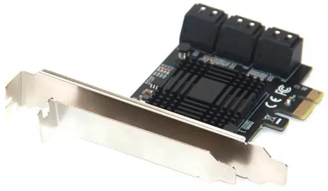 Alt view image 5 of 6 - 6 Port SATA PCI-E Adapter 6Gbps SATA3.0 III Controller Non Raid Expansion Card PCIe Gen3 X1 Low Profile Bracket for Chi a Mining