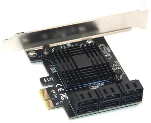 Alt view image 3 of 6 - 6 Port SATA PCI-E Adapter 6Gbps SATA3.0 III Controller Non Raid Expansion Card PCIe Gen3 X1 Low Profile Bracket for Chi a Mining