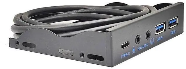 Alt view image 3 of 6 - USB Front Panel for PC USB3.2 Gen2 10Gbps Type C + 19Pin 2Port USB3.0 Hub + HD Audio 3.5mm Earphone MIC for 3.5" Floppy Disk Bay