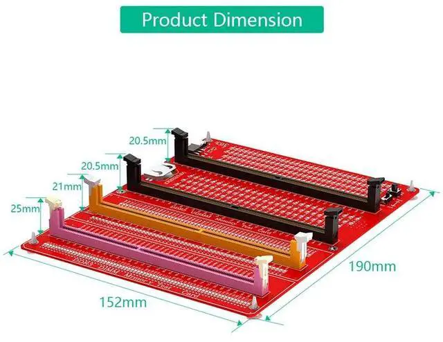 Alt view image 4 of 6 - DDR3/4/5 RDIMM/UDIMM Memory Tester with LED Indicator Type C Power Supply Test Button Desktop Computer DDR3/4/5 Memory Test Card