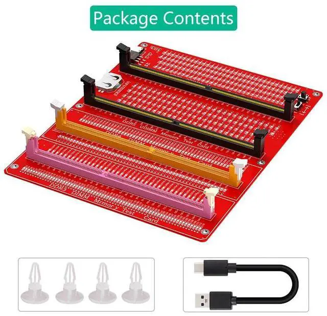 Alt view image 6 of 6 - DDR3/4/5 RDIMM/UDIMM Memory Tester with LED Indicator Type C Power Supply Test Button Desktop Computer DDR3/4/5 Memory Test Card