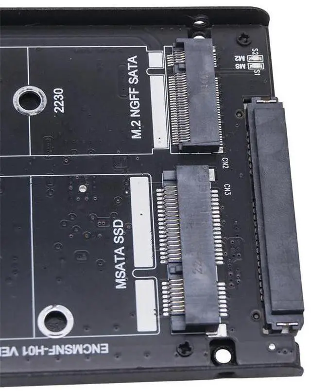 Alt view image 5 of 6 - M.2 SATA SSD + mSATA SSD JBOD Riser Card with Metal Case M2 B Key mSATA to SATA 3.0 6G Adapter External Mobile SSD Enclosure Box