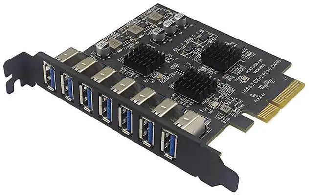 Main image of 7 Port USB 3.2 GEN2 10Gb PCIE Expansion Card PCI-E PCI Express X4 to USB3.2 HUB Adapter ASM3142 Chip Add On Cards for Desktop PC