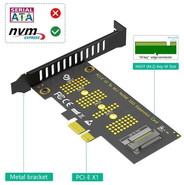 Alt view image 3 of 6 - NEW PCIE NVME Adapter PCI Express 3.0 X1 to M.2 M Key Expansion Card Riser LED Indicator Support 2230 2242 2260 2280 M2 NVME SSD