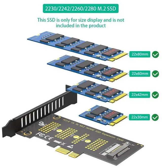 Alt view image 5 of 6 - NEW PCIE NVME Adapter PCI Express 3.0 X1 to M.2 M Key Expansion Card Riser LED Indicator Support 2230 2242 2260 2280 M2 NVME SSD