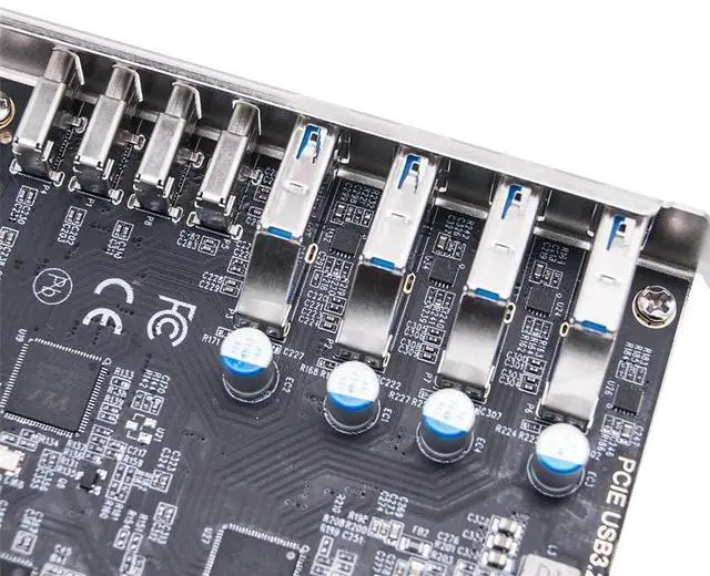 Alt view image 6 of 6 - PCIE USB3.2 GEN2 10Gbps Expansion Card PCI Express X4 to 4 Port TYPE-A + 4 Port TYPE C Adapter USB HUB Multiplier for Desktop PC