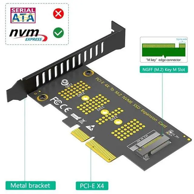 Alt view image 3 of 6 - PCI Express 3.0 X4 to NVME M Key Expansion Card Riser PCIE NVME Adapter + LED Indicator Support 2230 2242 2260 2280 M.2 NVME SSD