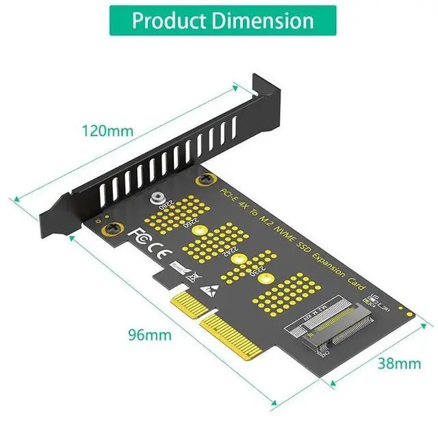 Alt view image 4 of 6 - PCI Express 3.0 X4 to NVME M Key Expansion Card Riser PCIE NVME Adapter + LED Indicator Support 2230 2242 2260 2280 M.2 NVME SSD