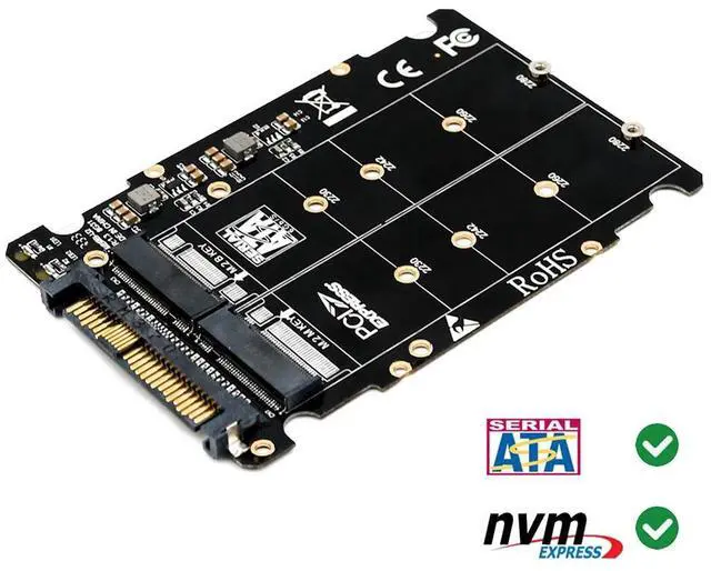 Alt view image 2 of 6 - M.2 SSD to U.2 Adapter 2in1 M.2 NVMe and SATA-Bus NGFF SSD to PCI-e U.2 SFF-8639 Adapter PCIe M2 Converter for Desktop Computers