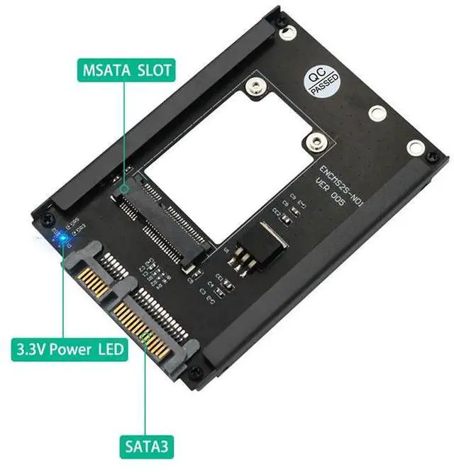 Alt view image 4 of 6 - mSATA SSD to 2.5" SATA 3.0 III Adapter Card Riser Board with Frame Bracket Support Full Size mSATA SSD 6Gps for Desktop Computer