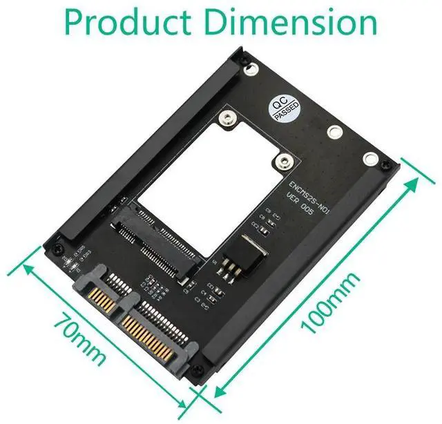 Alt view image 6 of 6 - mSATA SSD to 2.5" SATA 3.0 III Adapter Card Riser Board with Frame Bracket Support Full Size mSATA SSD 6Gps for Desktop Computer