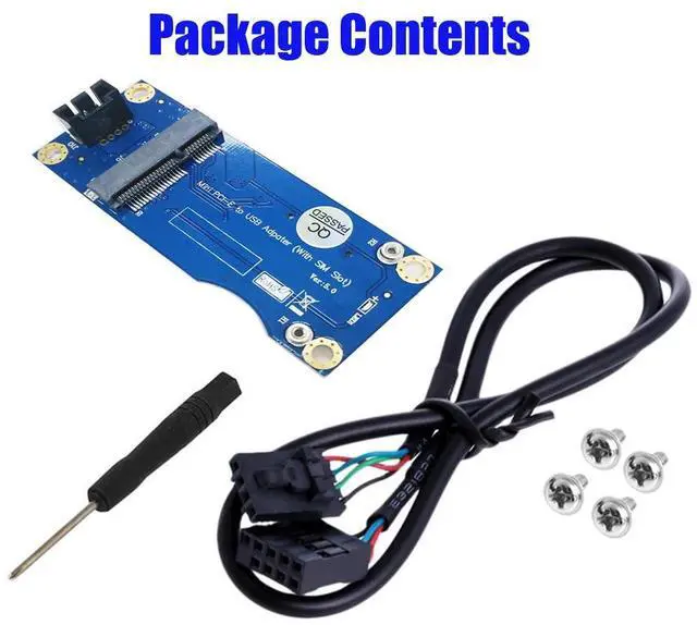 Alt view image 5 of 5 - New Riser Card PCIE Mini PCI Express to USB Adapter SIM Card Slot for WWAN/LTE Modul with 9pin USB Cable for Desktop Motherboard
