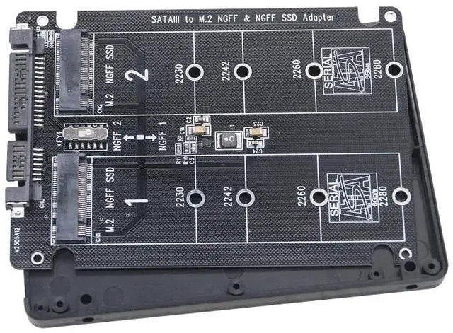 Alt view image 2 of 6 - Dual M.2 to SATA3.0 Adapter M.2 SATA Protocol SSD Adapter 2 Port NGFF M.2 B Key to SATA 3.0 6Gbps M2 to SATA Converter Card Case