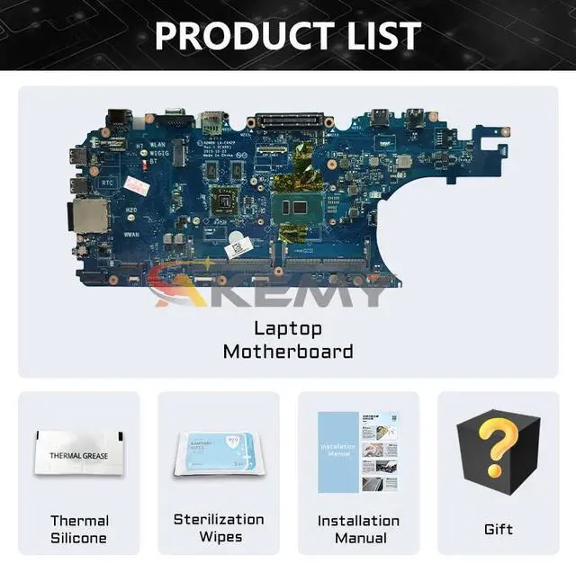 Alt view image 6 of 6 - Model2(DIS I5-6300U V2G)
For  Latitude E5570 Laptop Motherboard LA-C642P 216-0864018 0J1PDD I5-6300U I7-6600U 2G Notebook Mainboard