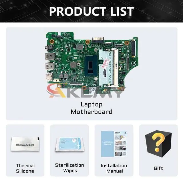 Alt view image 6 of 6 - Model1(UMA I5-5th)
For  Inspiron 13 3147 3148 7347 7348 7352 Mainboard CN-03V489 03V489 13321-1 SR1EF I5-4210U DDR3 Motherboard 13-7000 7558