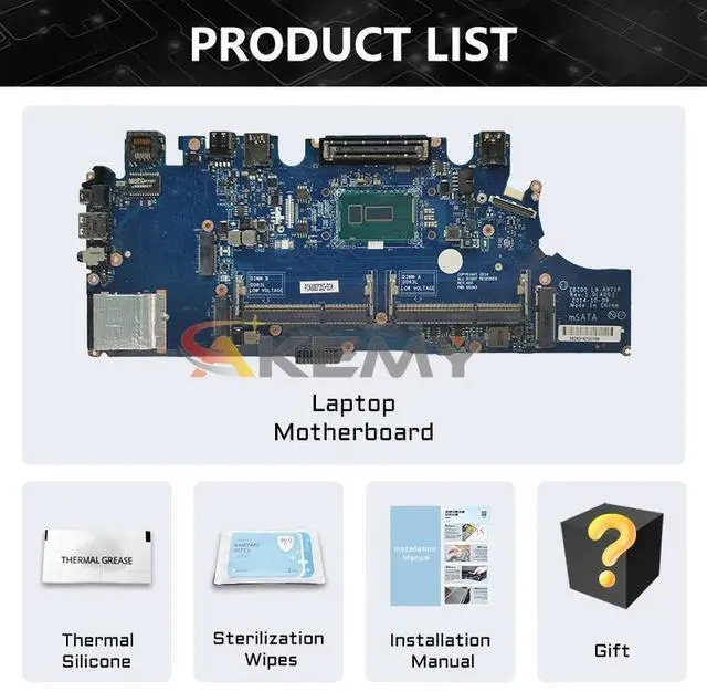 Alt view image 6 of 6 - Model1(UMA I5-5200U)
For  Latitude 12 7250 E7250 Laptop Motherboard 0F9HCX LA-A972P I3-5010U SR23Z DDR3 Notebook Mainboard Full Tested