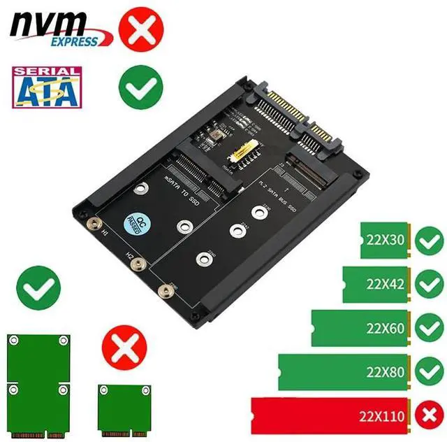Alt view image 3 of 6 - Metal Case mSATA SSD B+M Key M.2 NGFF SSD to 2.5" SATA 3.0 6Gbps Adapter Card with Enclosure Socket mSATA M2 to SATA Riser Board