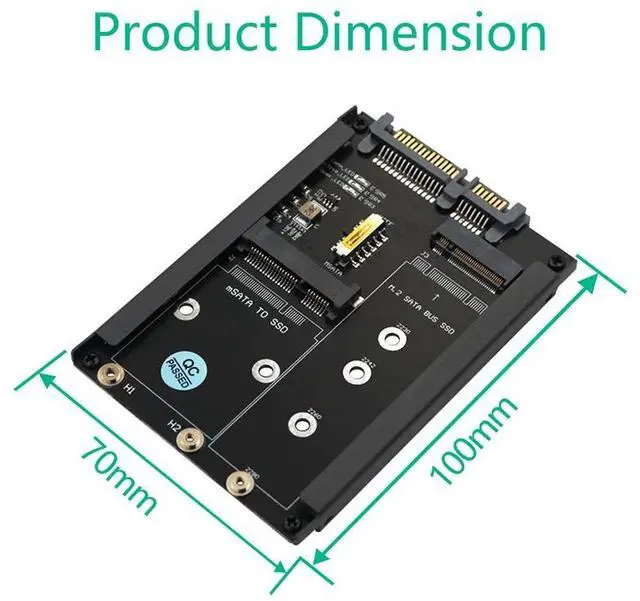 Alt view image 6 of 6 - Metal Case mSATA SSD B+M Key M.2 NGFF SSD to 2.5" SATA 3.0 6Gbps Adapter Card with Enclosure Socket mSATA M2 to SATA Riser Board