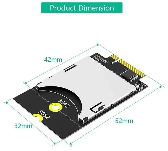 Alt view image 4 of 6 - M.2 B Key USB Bus to SD4.0 Memory Card Adapter UHS-II USB2.0 Speed 3042/3052 Converter M2 Key-B WWAN 4G Slot for Laptop Computer