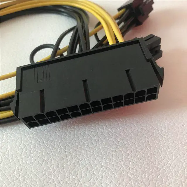 Alt view image 3 of 4 - PC PSU ATX 24-pin female to dual PCI-E 6-pin male converter adapter GPU power cable cord 18AWG 30cm jumper starter