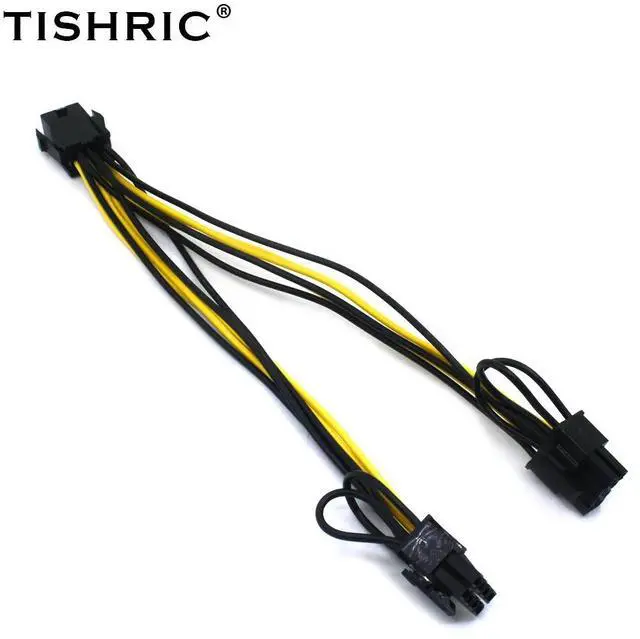 Alt view image 2 of 6 - 10pcs TISHRIC PCI Express PCIE 6 Pin to Dual 8 6+2 Pin Graphic Video Card Adapter Power Supply Splitter Cable For Mining riser