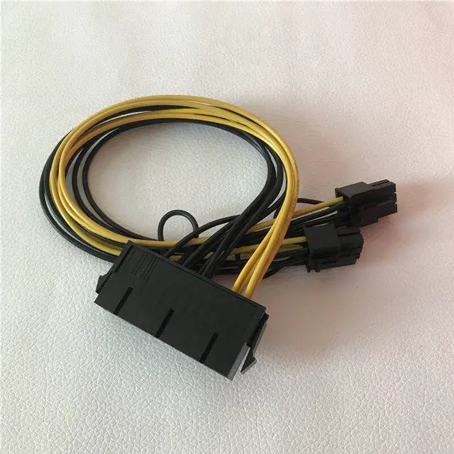 Main image of PC PSU ATX 24-pin female to dual PCI-E 6-pin male converter adapter GPU power cable cord 18AWG 30cm jumper starter