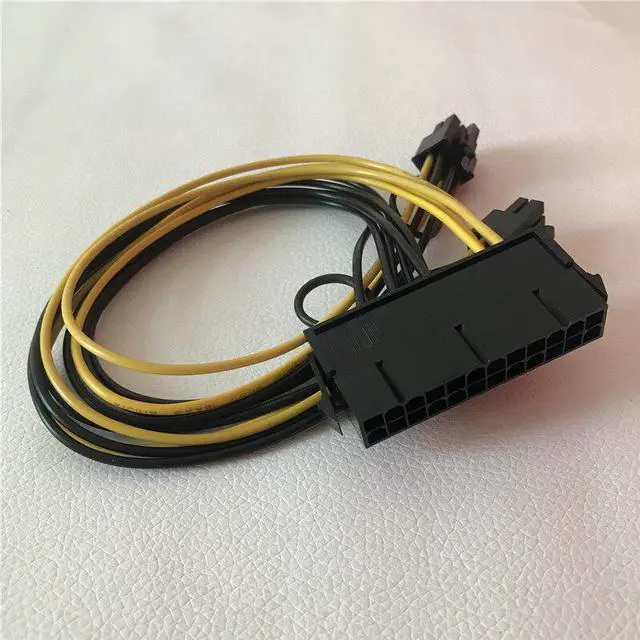 Alt view image 2 of 4 - PC PSU ATX 24-pin female to dual PCI-E 6-pin male converter adapter GPU power cable cord 18AWG 30cm jumper starter