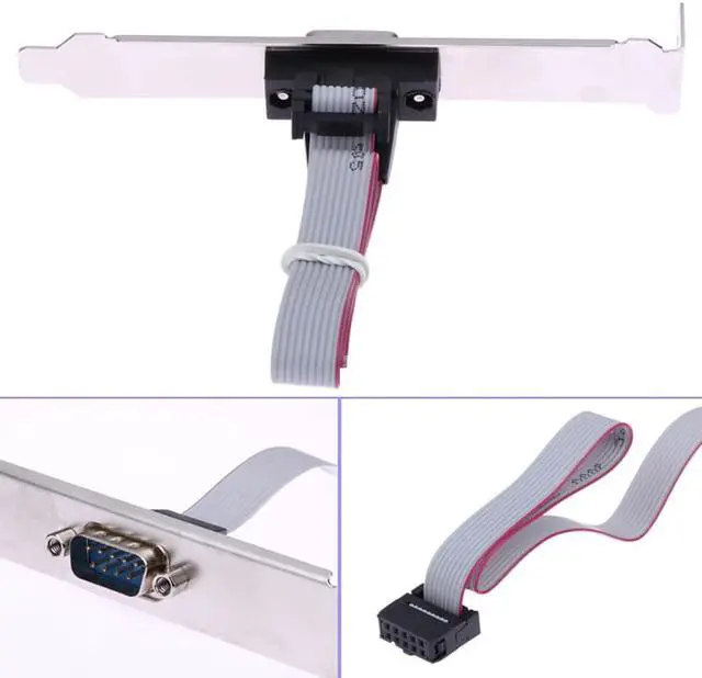 Alt view image 6 of 7 - For Motherboard 9 Pin Female to RS232 DB9 Pin Com Port Ribbon Serial Cable Connector Bracket with cable