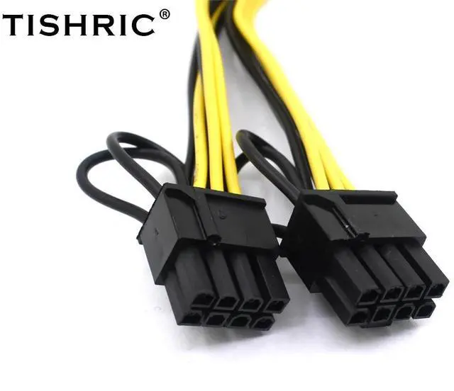Alt view image 6 of 6 - 10pcs TISHRIC PCI Express PCIE 6 Pin to Dual 8 6+2 Pin Graphic Video Card Adapter Power Supply Splitter Cable For Mining riser