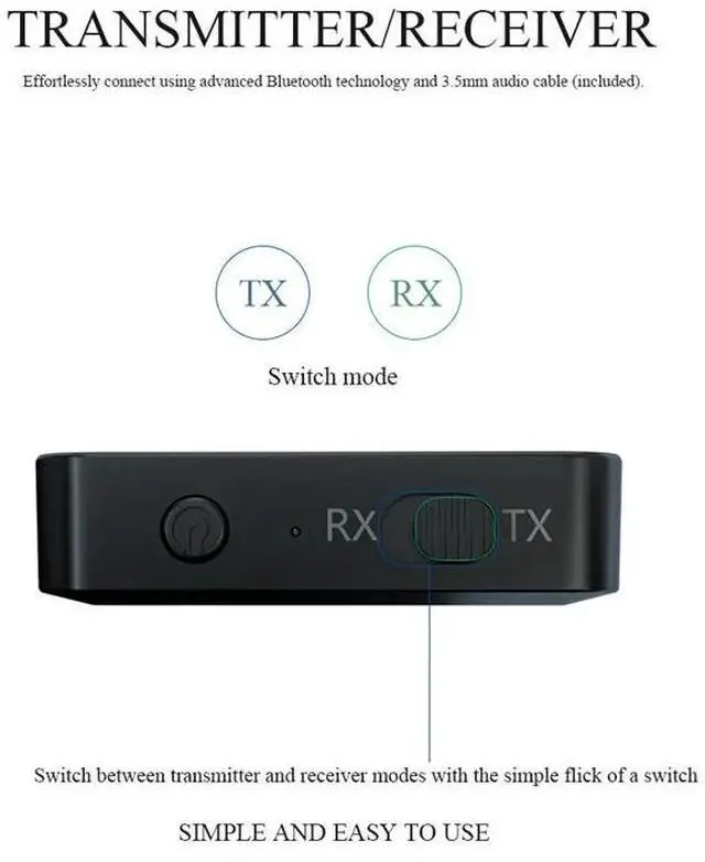 Alt view image 2 of 6 - Bluetooth 5.0 Receiver And Transmitter 2 IN 1 Audio Music Stereo Wireless Adapter With RCA 3.5MM AUX Jack For Car Kit TV MP3