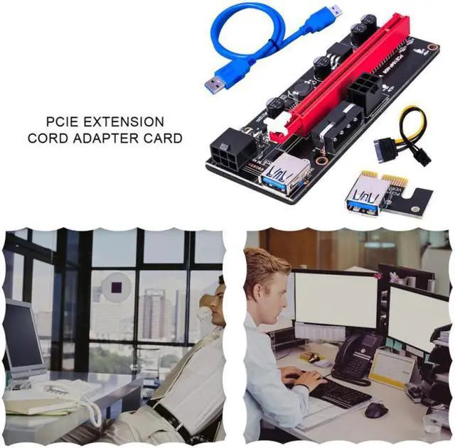 Alt view image 3 of 6 - Usb 3.0 Pci-E Riser Ver 009S Express 1X 4X 8X 16X Extender Riser Adapter Card Sata 15Pin To 6 Pin Power Extension Cable Adapter