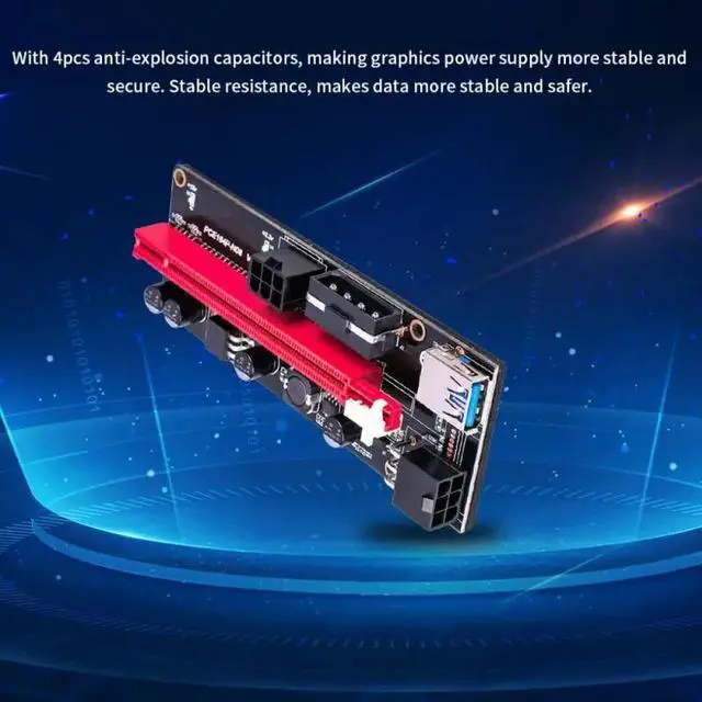 Alt view image 5 of 6 - Usb 3.0 Pci-E Riser Ver 009S Express 1X 4X 8X 16X Extender Riser Adapter Card Sata 15Pin To 6 Pin Power Extension Cable Adapter
