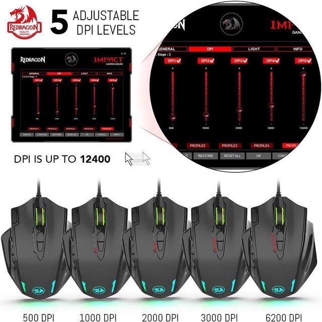 Alt view image 5 of 9 - Redragon M908 Impact RGB Gaming Mouse, 12400 DPI Wired Laser MMO Mouse with High Precision Actuation, 12 Macro Side Buttons and 16.8 Million Customized Breathing Backlight for PC/Laptop