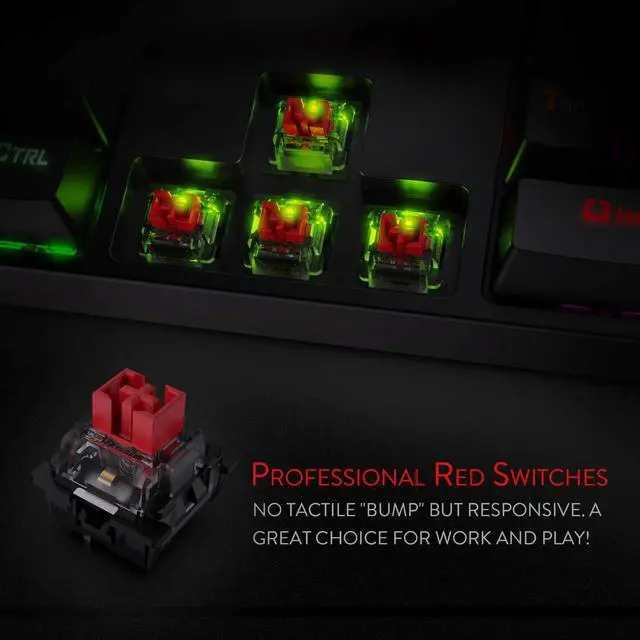 Alt view image 3 of 12 - Redragon K582 SURARA RGB LED Backlit Mechanical Gaming Keyboard with 104 Keys-Linear and Quiet-Red Switches