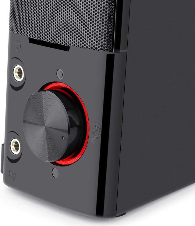 Alt view image 5 of 7 - Redragon GS550 Orpheus PC Gaming Speakers, 2.0 Channel Stereo Desktop Computer Sound Bar with Compact Maneuverable Size, Headphone Jack, Quality Bass and Decent Red Backlit, USB Powered w/ 3.5mm Cable