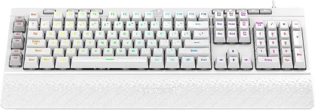Alt view image 2 of 7 - Redragon K512 Shiva RGB Backlit Membrane Gaming Keyboard with Multimedia Keys, Linear Mechanical-Feel Switch, 6 Extra On-Board Macro Keys, Dedicated Media Control, Detachable Wrist Rest, White