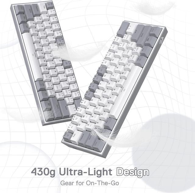 Alt view image 4 of 7 - Redragon K617 Fizz 60% Wired RGB Gaming Keyboard, 61 Keys Compact Mechanical Keyboard w/White and Grey Color Keycaps, Linear Red Switch, Pro Driver/Software Supported