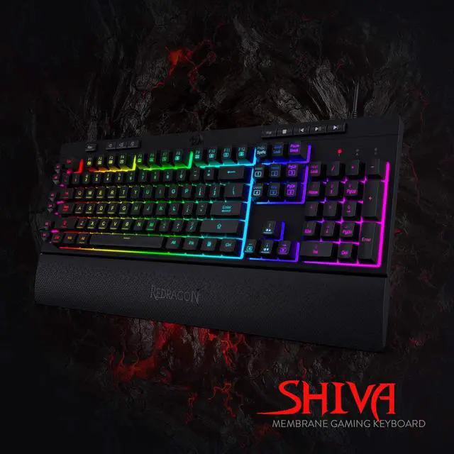 Alt view image 2 of 7 - Redragon K512 Shiva RGB Backlit Membrane Gaming Keyboard with Multimedia Keys, Linear Mechanical-Feel Switch, 6 Extra On-Board Macro Keys, Dedicated Media Control, Detachable Wrist Rest