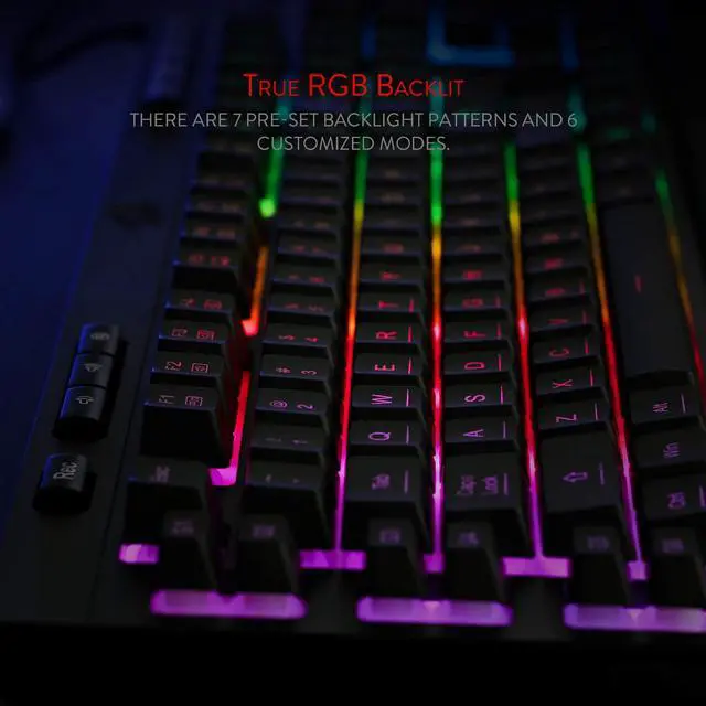 Alt view image 5 of 7 - Redragon K512 Shiva RGB Backlit Membrane Gaming Keyboard with Multimedia Keys, Linear Mechanical-Feel Switch, 6 Extra On-Board Macro Keys, Dedicated Media Control, Detachable Wrist Rest