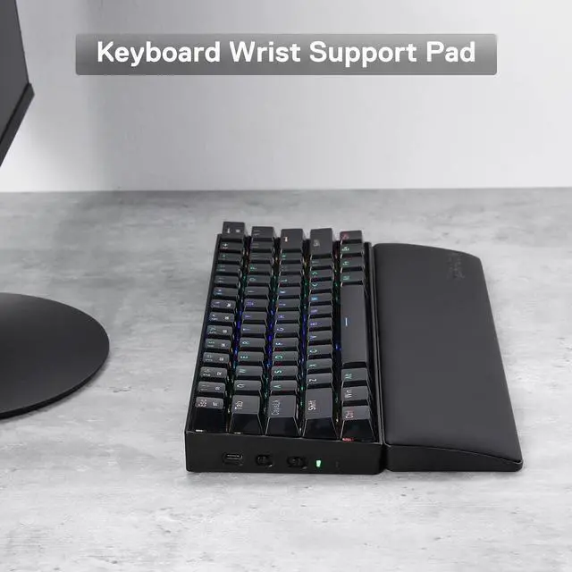 Alt view image 2 of 7 - Redragon P035 Meteor S Computer Keyboard Wrist Rest Pad, Ergonomic Soft Memory Foam Wrist Support w/Anti-Slip Rubber Base, 60% 61 Keys Compact Size 11.38 x 2.87 in, 0.78 inch(20mm) Height, Black