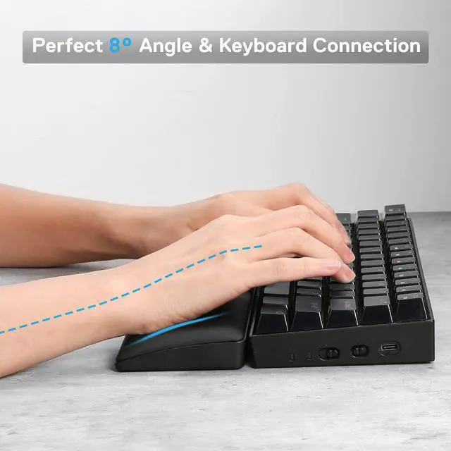 Alt view image 6 of 7 - Redragon P035 Meteor S Computer Keyboard Wrist Rest Pad, Ergonomic Soft Memory Foam Wrist Support w/Anti-Slip Rubber Base, 60% 61 Keys Compact Size 11.38 x 2.87 in, 0.78 inch(20mm) Height, Black