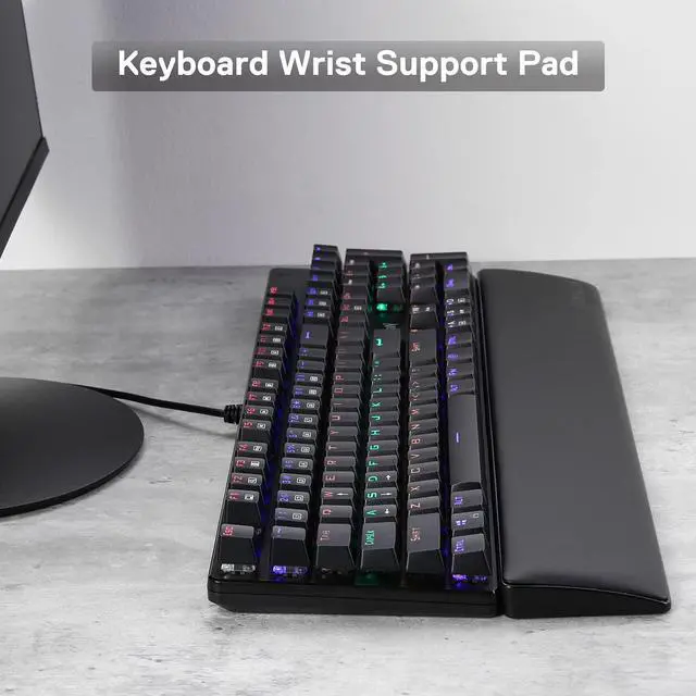 Alt view image 2 of 8 - Redragon P037 Meteor L Computer Keyboard Wrist Rest Pad, Ergonomic Soft Memory Foam Wrist Support w/Anti-Slip Rubber Base, 100% 104 Keys Standard Size 17.12 x 2.87 in, 0.78 inch (20mm) Height, Black