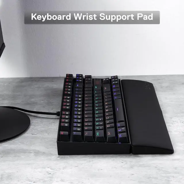 Alt view image 2 of 7 - Redragon P036 Meteor M Computer Keyboard Wrist Rest Pad, Ergonomic Soft Memory Foam Wrist Support w/Anti-Slip Rubber Base, 80% 87 Keys TKL Size 14.13 x 2.87 in, 0.78 inch (20mm) Height, Black