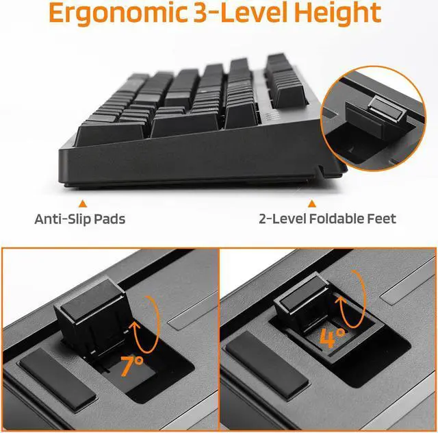 Alt view image 7 of 8 - LTC NB1041 Nimbleback Wired Mechanical Keyboard, Hot-Swappable 104Keys RGB Backlit Gaming Keyboard, Red Switch/Black