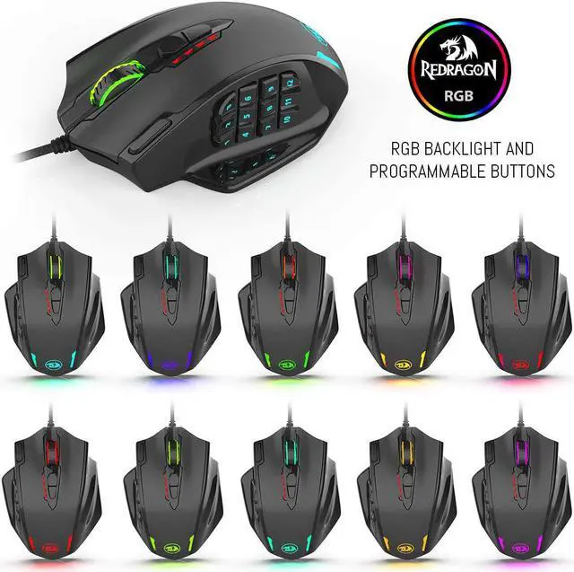 Alt view image 8 of 9 - Redragon M908 Impact RGB Gaming Mouse, 12400 DPI Wired Laser MMO Mouse with High Precision Actuation, 12 Macro Side Buttons and 16.8 Million Customized Breathing Backlight for PC/Laptop