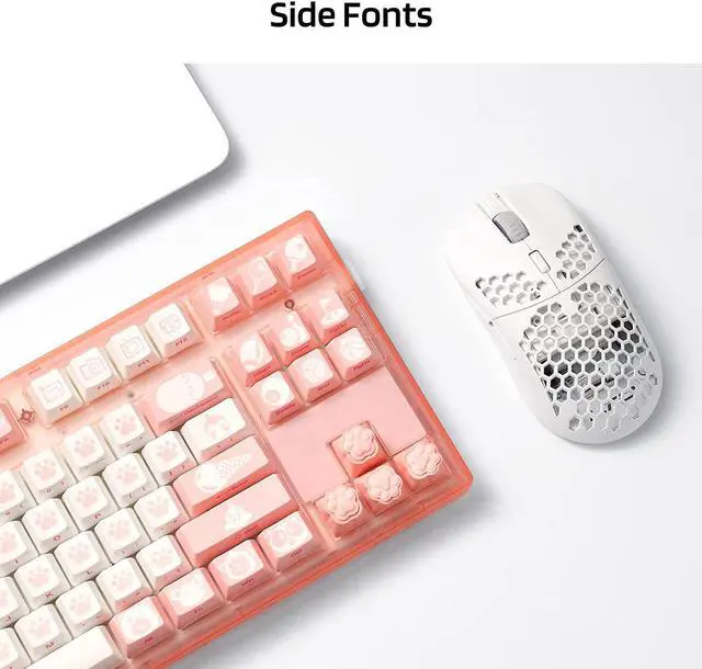 Alt view image 6 of 7 - LTC LavaCaps PBT DoubleShot 108 Keycaps Set, Cat's Claw Sublimation OEM Profile for ANSI US Layout 61/87 TKL/104/108 Keys Mechanical Keyboard, with Keycap Puller - (Only Keycaps), Pink