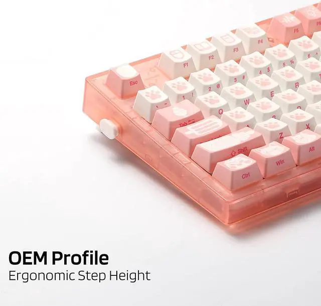 Alt view image 5 of 7 - LTC LavaCaps PBT DoubleShot 108 Keycaps Set, Cat's Claw Sublimation OEM Profile for ANSI US Layout 61/87 TKL/104/108 Keys Mechanical Keyboard, with Keycap Puller - (Only Keycaps), Pink