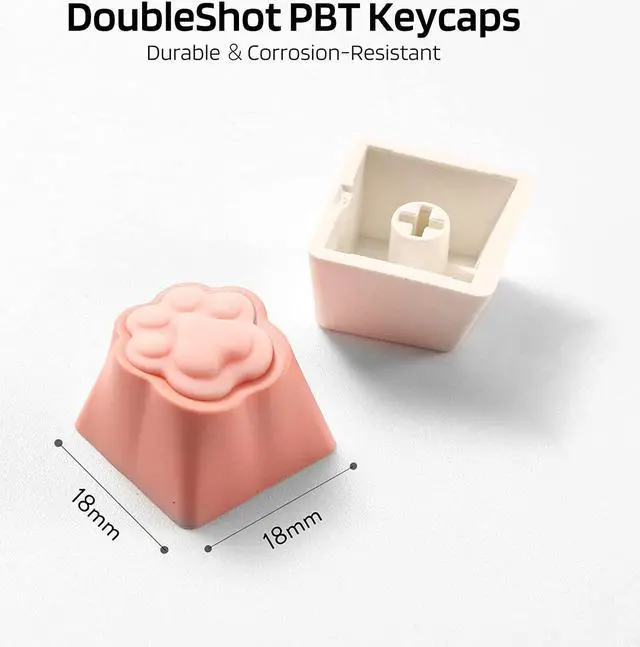 Alt view image 4 of 7 - LTC LavaCaps PBT DoubleShot 108 Keycaps Set, Cat's Claw Sublimation OEM Profile for ANSI US Layout 61/87 TKL/104/108 Keys Mechanical Keyboard, with Keycap Puller - (Only Keycaps), Pink